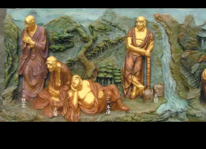500 Arhats Bronze Sculpture, Stone Sculpture, Natural Resin, Wood Sculpture