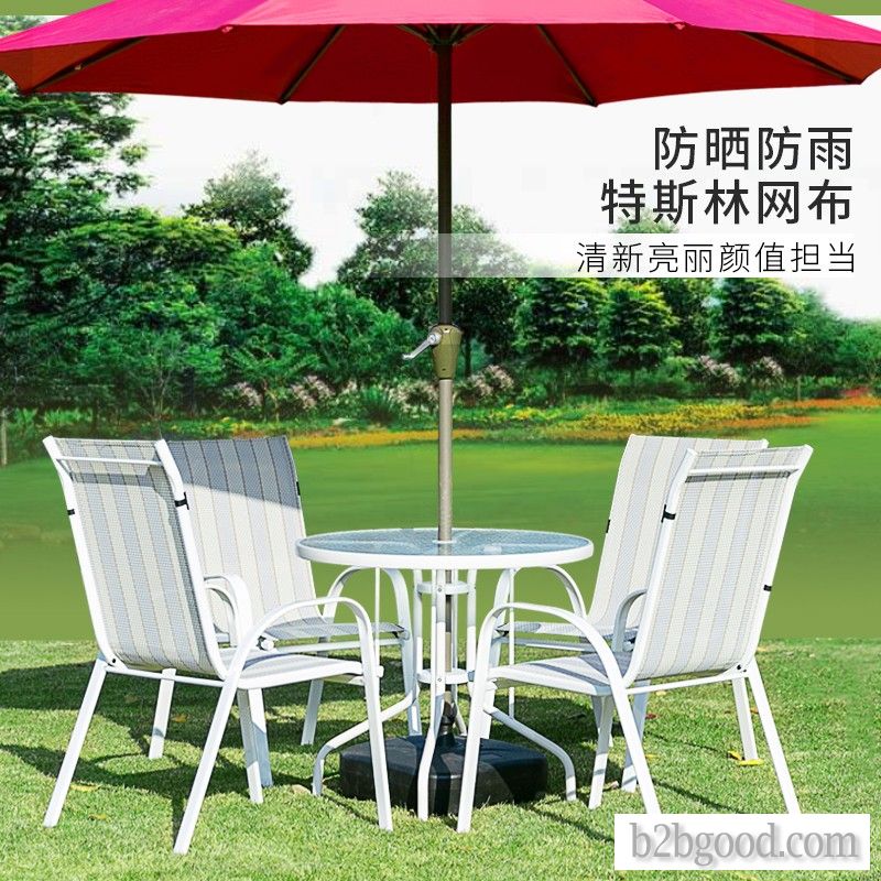 Tea table and chair with round rattan outdoor leisure patio outdoor wrought iron furniture white sun