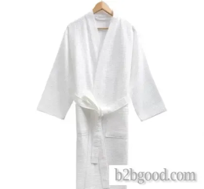 Hotel Cotton Kimono Collar Waffle Bathrobe