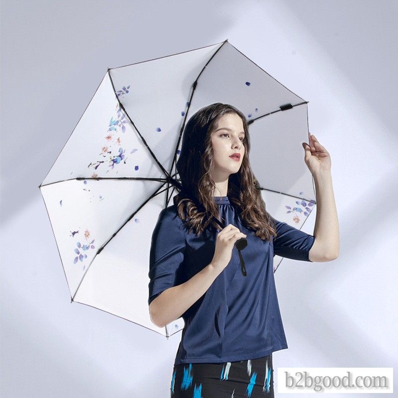 BSCI certified factory Sevina orchids oil painting umbrella sunshade umbrella folding anti-UV vinyl