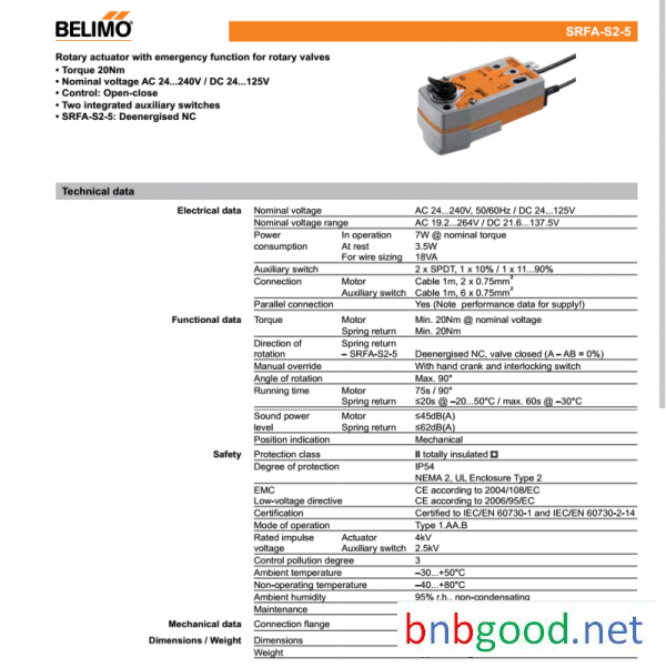 BELIMO Electric Actuator SRFA-S2-5