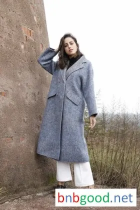Slant-pocket Grey Lady's Overcoat