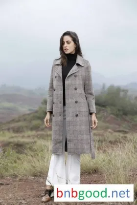 Four-row buckle, slender, overcoat