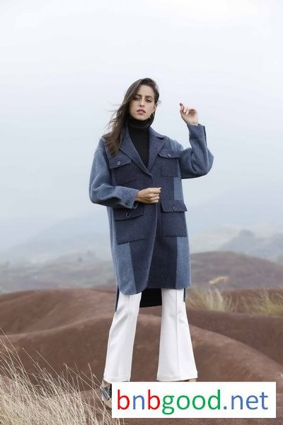 Dark blue and light blue mosaic coat