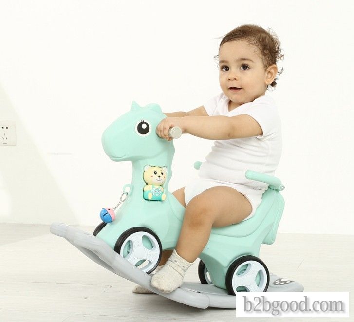 Children's Rocking horse baby toy plastic extra thick large rocking horse music