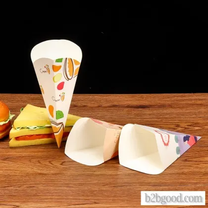 Food grade crepe carton Crepe packing cone chip carton custom