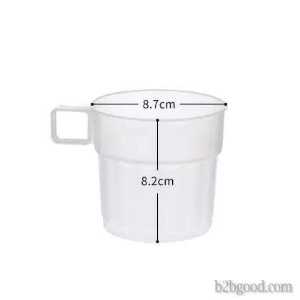 A 12-ounce food-grade plastic mug with a handle