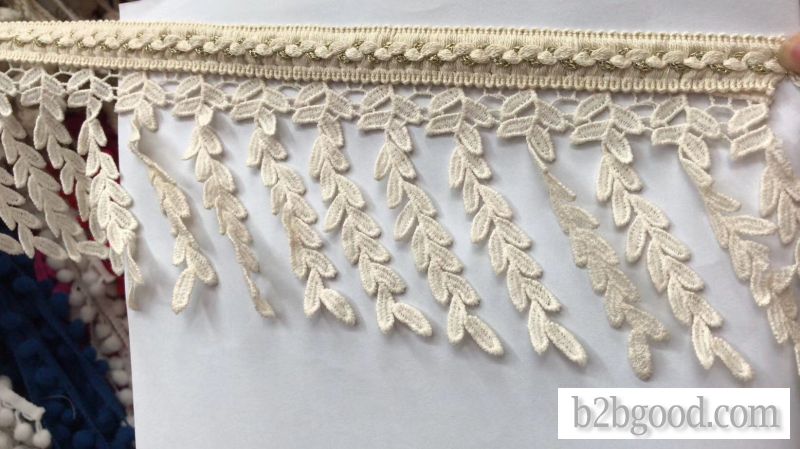 Italian style embroidered leaf tassels