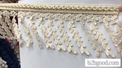 Italian style embroidered leaf tassels