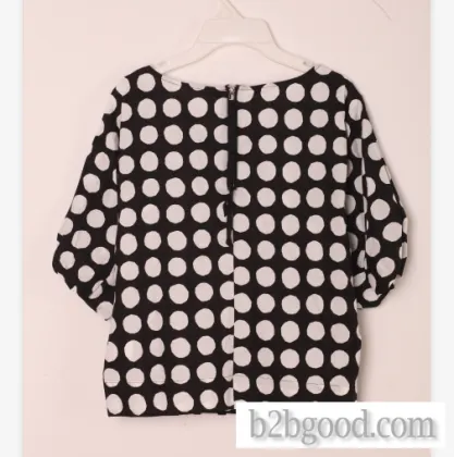 Round neck zipper design versatile short-sleeved blouse for women