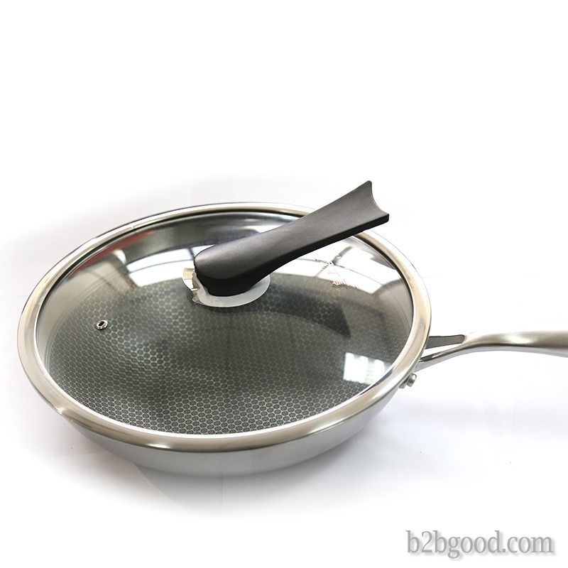 304 stainless steel wok non-stick three-layer steel smokeless non-coated multi-functional stir-fry i
