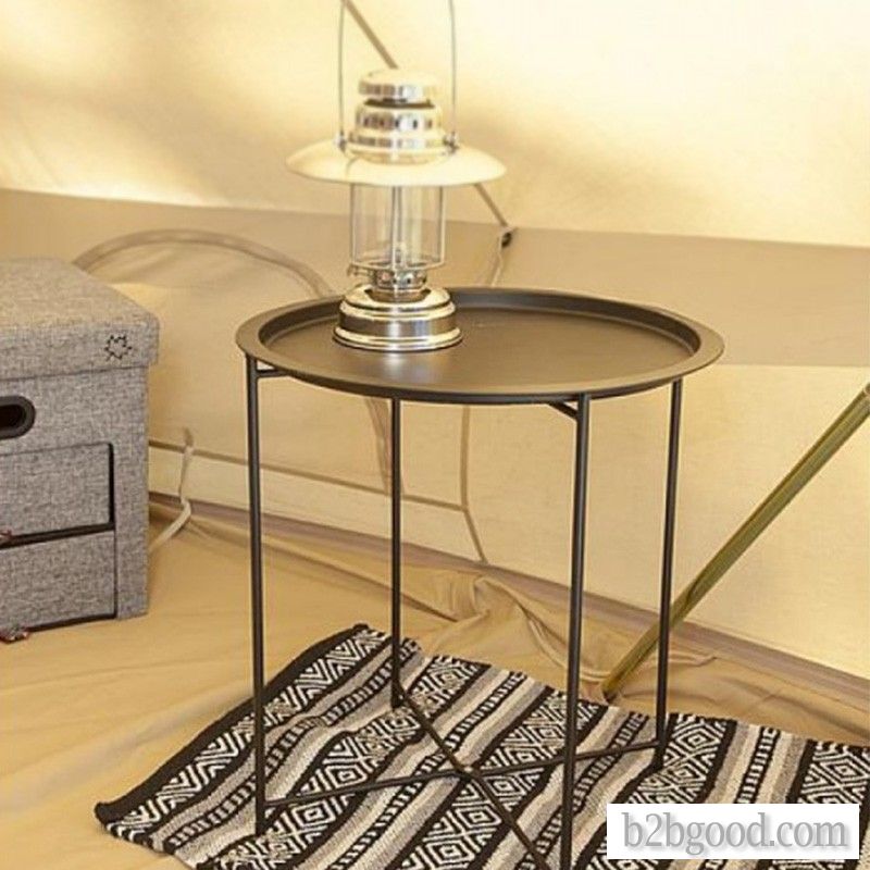 Grand Patio Steel Patio Side Table, Weather Resistant Outdoor Round End Table, Black