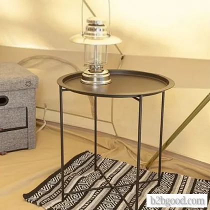 Grand Patio Steel Patio Side Table, Weather Resistant Outdoor Round End Table, Black