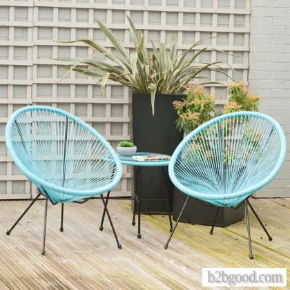 Wholesale China made cheap modern outdoor garden Balinese rattan furniture egg chair 3 piece bistro