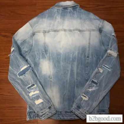 Jeans jacket men's casual European and American fashion street custom processing