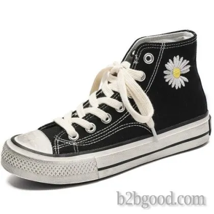 Letter Chi spring/summer autumn small Daisy high top lovers of men and women versatile canvas shoes