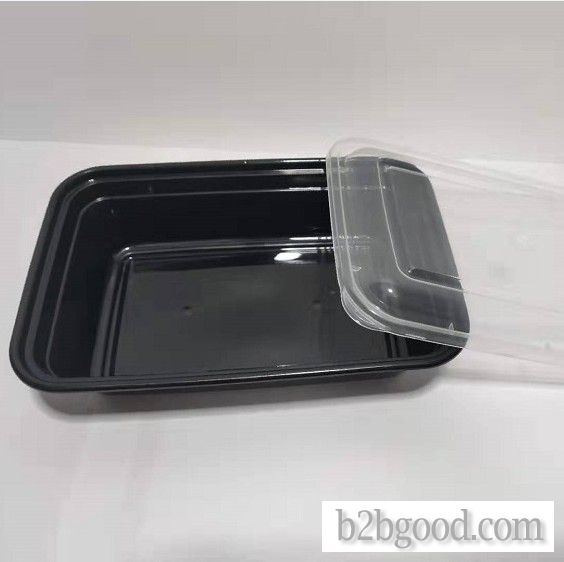 Ningbo Xiaoxiang cutlery American square 1000ml transparent cover black bottom disposable fast-food