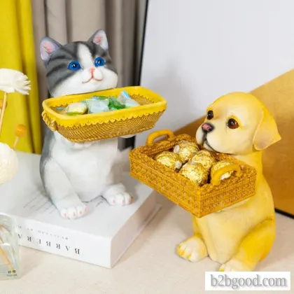 Qihang Wenchong pet cat and dog imitation rattan woven storage basket resin handicraft ornaments sto