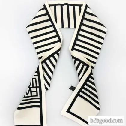 Female mulberry silk silk European style all-match stripe printed pure silk ribbon spring and summer
