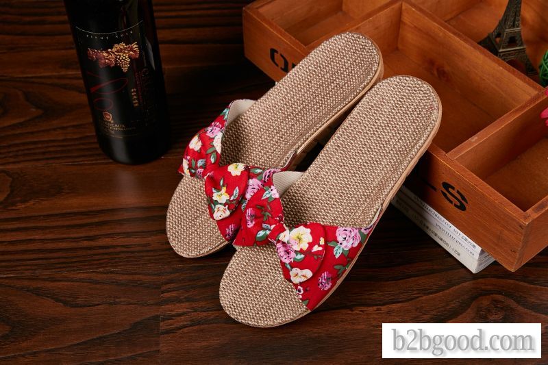 Luyi home linen slippers flower fabric bowknot simple atmosphere indoor non-slip comfortable breatha