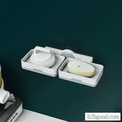 Creative toilet no-punch soap box shelf household sucker wall-mounted soap box double shelf asphalt