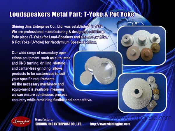 T-Yokes and Bottom plates Speaker Driver Parts made in Taiwan