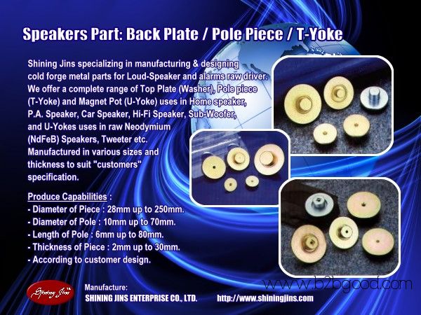 Speakers part Washers and T-Yokes made in Taiwan