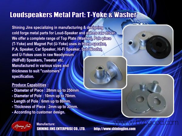 Audio Driver Top Plates (Washers) and Back Plates (T-Yokes) made in Taiwan