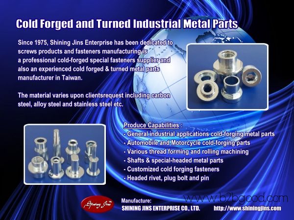 Screws Rivet Pins Bolt and Fasteners made in Taiwan