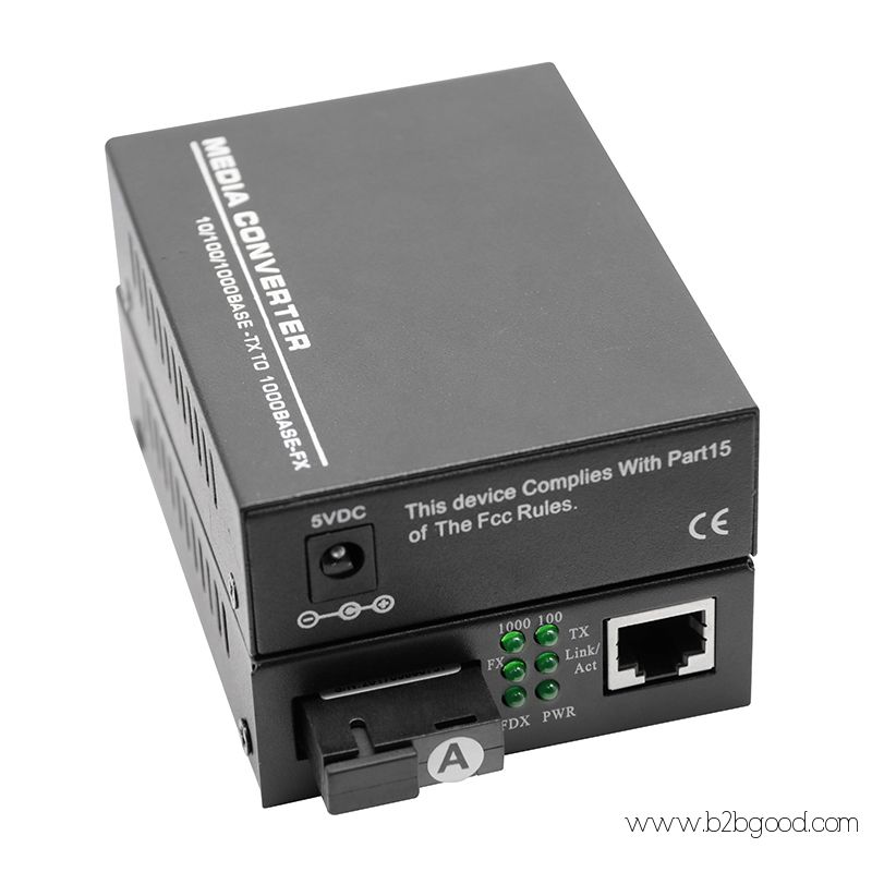 10 / 100 /1000m Sc Single Fiber Single mode 1310/1550nm 20KM Fiber Media Converter