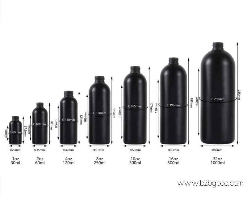HDPE Plastic Black Bullet Round Bottles