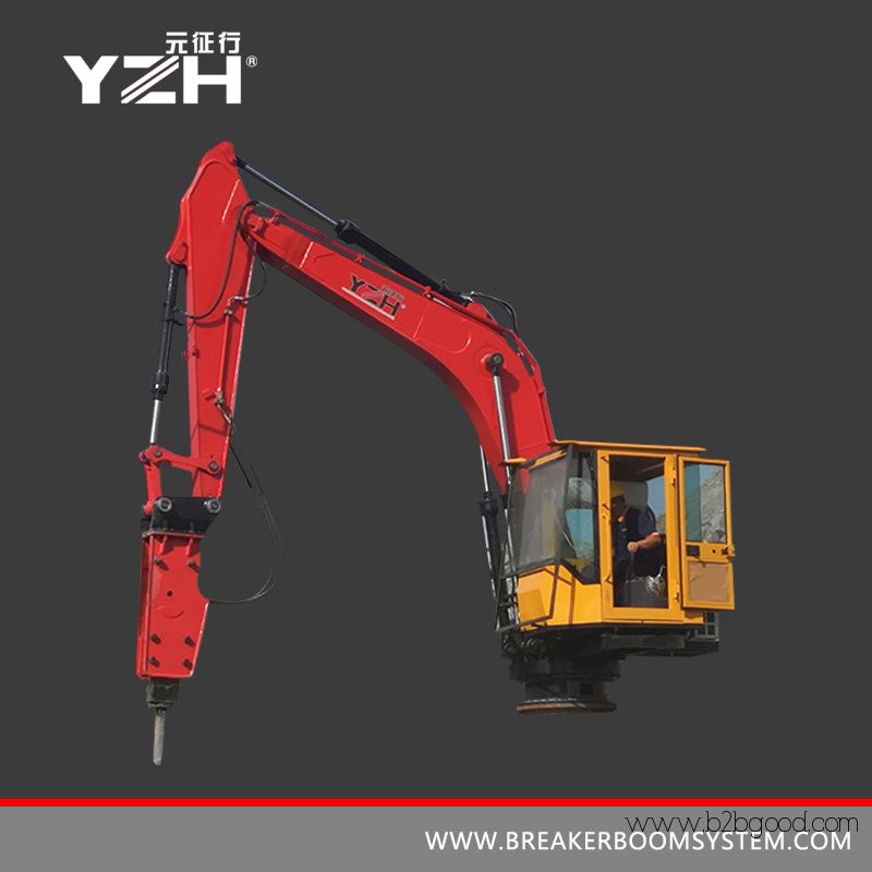 Pedestal rockbreaker boom system