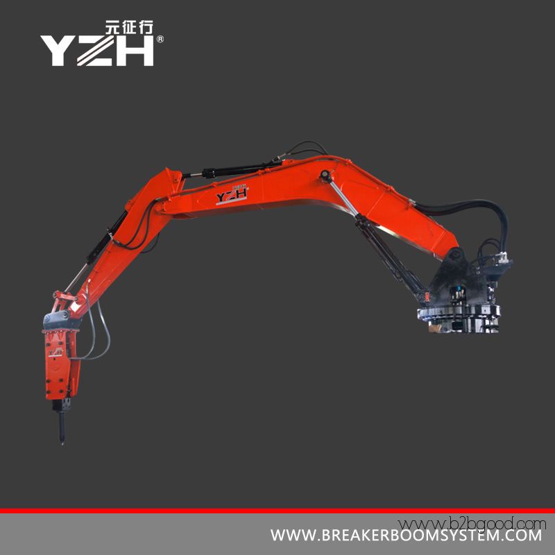 Pedestal rockbreaker boom system