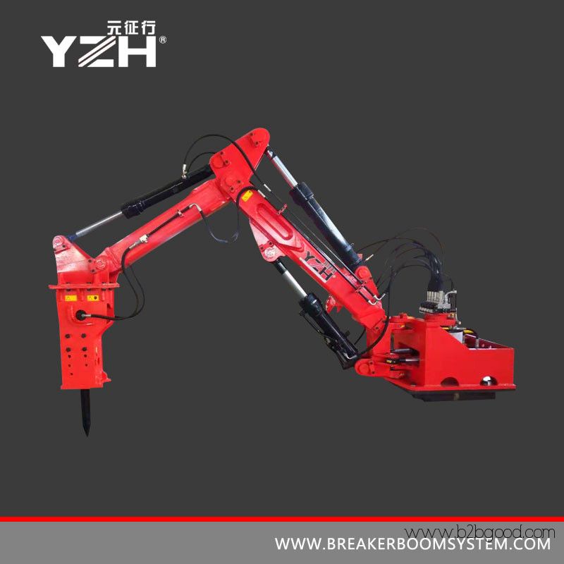Pedestal boom rockbreaker system
