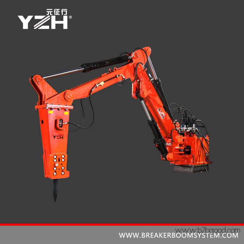 Pedestal boom rockbreaker system